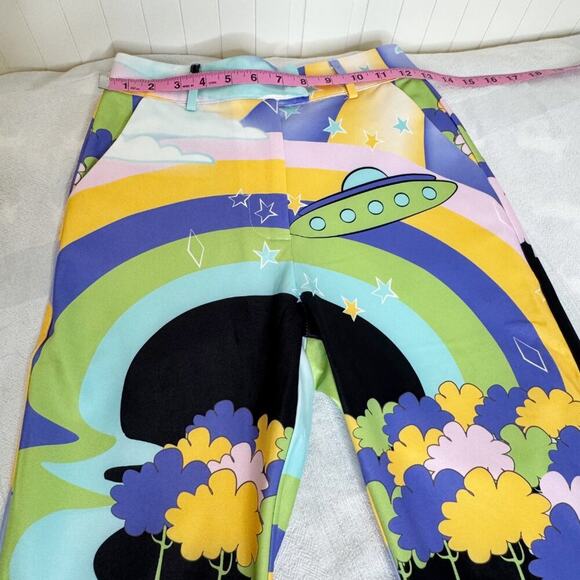 House of Sunny Nice to Meet You Pant Multicolor UFO Print Trousers Size US 2 NWT - Picture 8 of 16